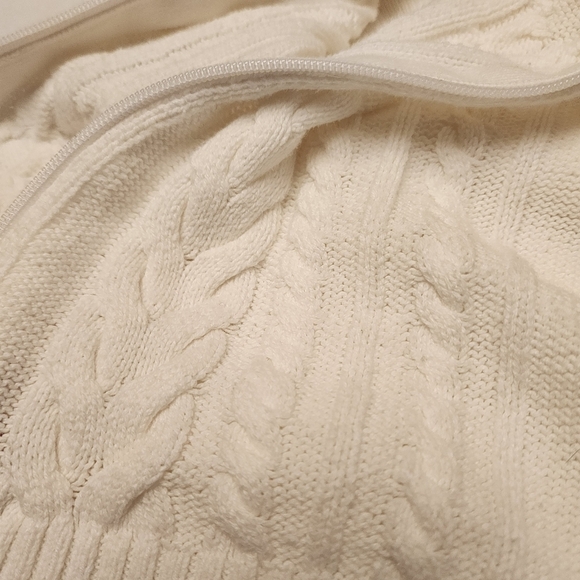 Chaps White Cable Knit Ribbed Zip-Up Sweater Size XS - Picture 12 of 13